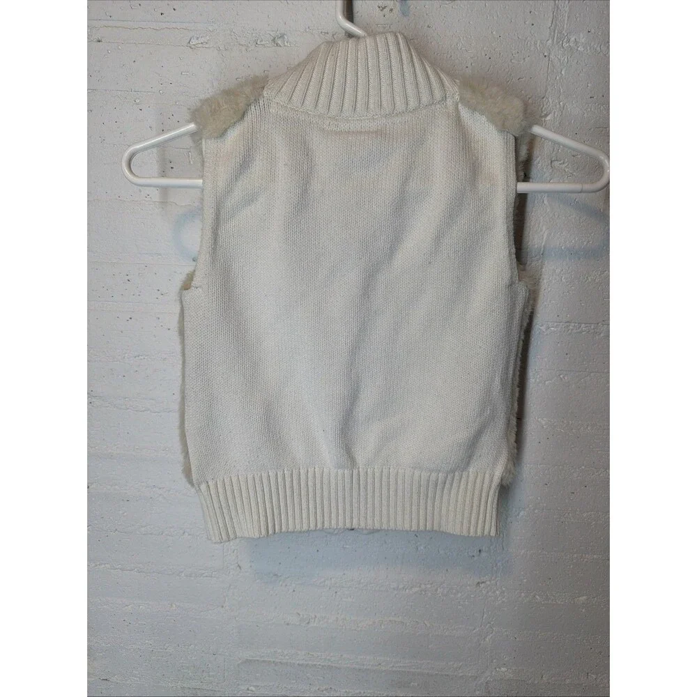 Gap Kids Faux Fur Sweater vVest Ivory, Small